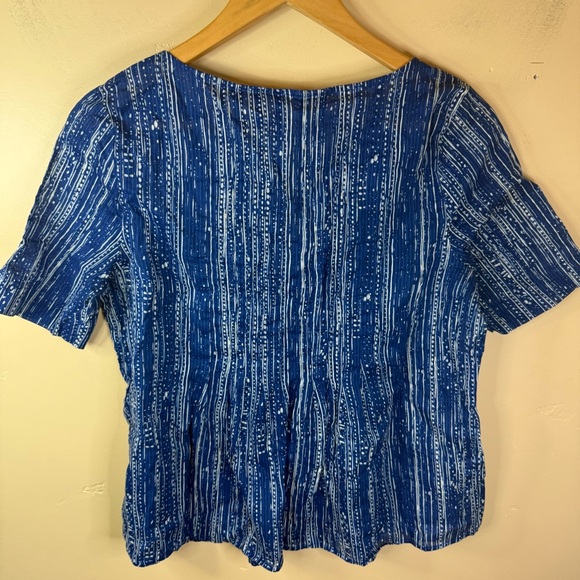Anthropologie Maeve Boho Blue Island Orchid Split Neck Blouse Size US 6 - Picture 7 of 7